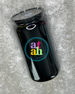 Colored Sublimation Glass Can with Color Lid & Straw