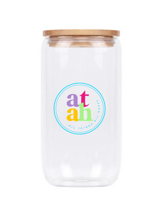 Clear Sublimation Glass Can with Bamboo Lid & Straw