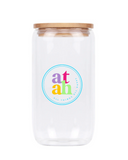 Clear Sublimation Glass Can with Bamboo Lid & Straw