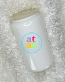 Colored Sublimation Glass Can with Color Lid & Straw