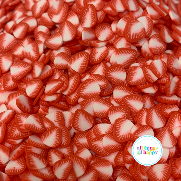 Sliced Red Strawberry Polymer Clay Slices